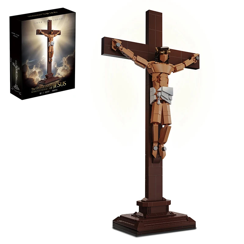O crucifixo ao lado da caixa em que vem embalado